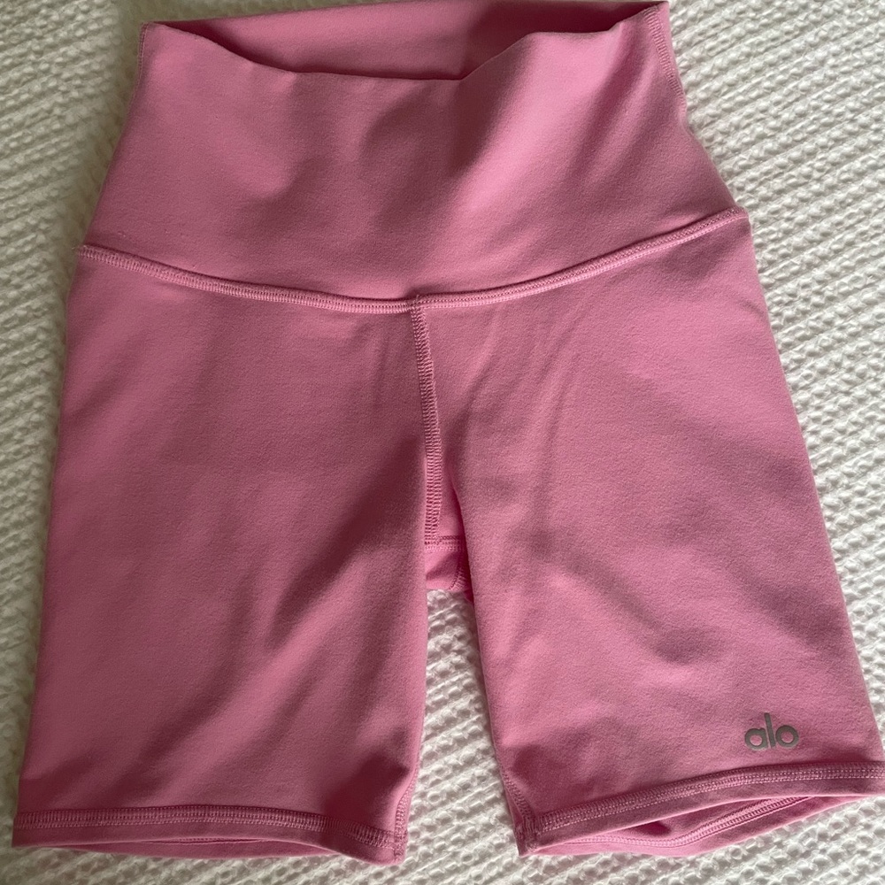 ALO Yoga Rose Pink High-Rise Bike Shorts